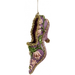 Christmas tree ornament, purple shoe, 12,5 cm